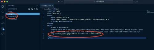 Screenshot of the images tag in VS Code.